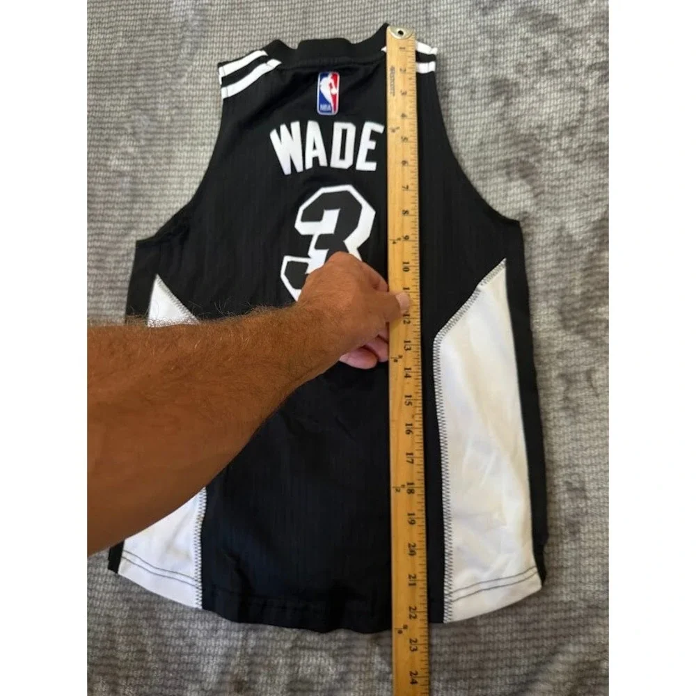 Adidas‎ Miami Heat Dwyane Wade 3 Swingman Jersey Back In Black Out White Boys S.